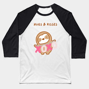 Cute Valentine’s Day Hugs and Kisses Sloth Baseball T-Shirt